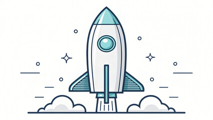 Cartoon rocket spaceship as an illustration icon design for travel art
