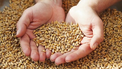 Golden grains in gentle hands