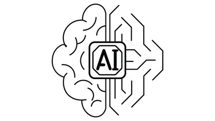 Modern AI technology concept showcasing artificial intelligence with brain and circuit design for innovative tech and future possibilities.