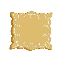 Decorative fringed cookie-shaped frame with icing swirls