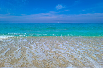 Famous beach on west part of Lefkada (Levkas) island, Ionian sea, Greece.