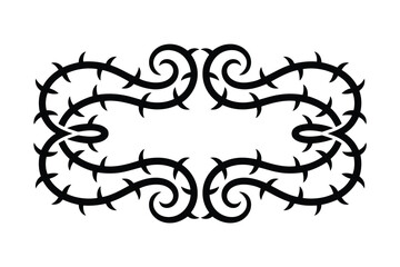 Black thorny vine scrollwork with swirling tendrils and sharp points ornamental