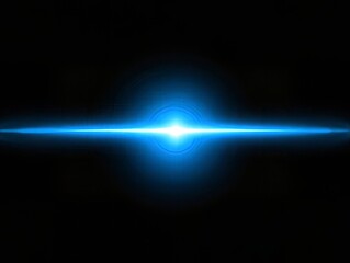 Glowing blue light beam. Realistic glowing line. A ray of light and glare. Abstract blue neon speed light effect on dark background. Spark star. Vector illustration