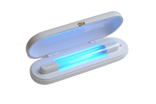 Professional portable UV sanitizer for beauty tools isolated on transparent background