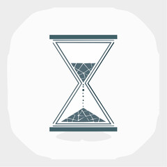 An hourglass with cracked glass, symbolizing the passage of time and a broken schedule or deadline