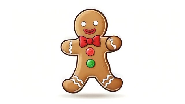 Cute gingerbread man cookie character standing isolated on white background holiday baking illustration vector style

