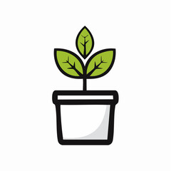 Simple Green Plant Growing in a White Pot Symbol of Growth, Nature, and Sustainable Living