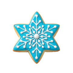 Obraz premium Delicious, perfectly crafted star-shaped sugar cookie with a creative design. Ideal for holiday, baking, and sweet treat concepts. Isolated on white or transparent background. PNG format.