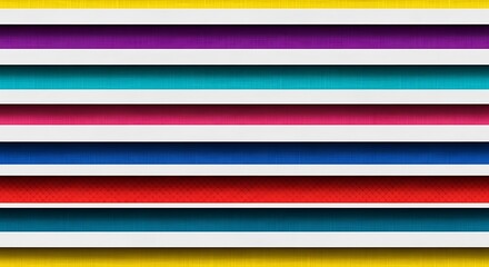 Vibrant horizontal stripes in a spectrum of colors creating a layered abstract background with subtle texture and shadow effect