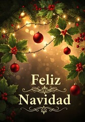 Festive Christmas Scene With “Feliz Navidad” Text