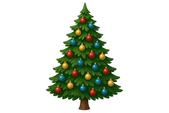 Festive evergreen tree decorated with colorful baubles holiday season celebration, christmas tree decorations