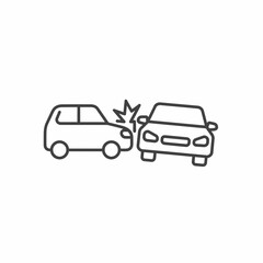 Fototapeta premium Car accident line art icon illustrating a collision between two vehicles on a white background