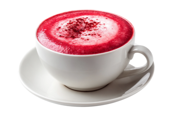 Creamy red velvet latte isolated on transparent background
