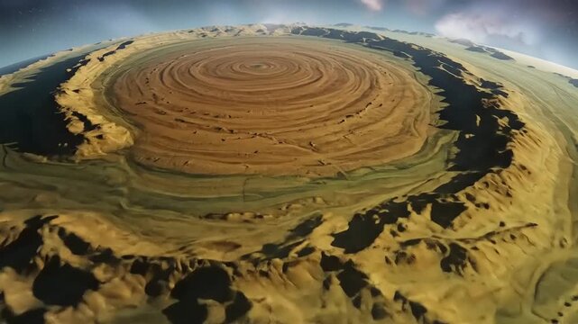 Aerial view of the Richat Structure, also known as the Eye of the Sahara feature