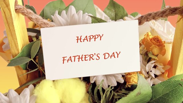 Experience a joyful Father's Day celebration with lively animations text HAPPY FATHER'S DAY and a touch of creativity, focusing on love and appreciation for dads everywhere.
