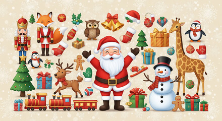 Fototapeta premium Christmas holiday elements on transparent background