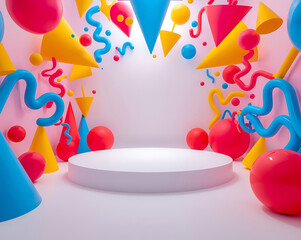 3d fluid gold splash on a festive stage