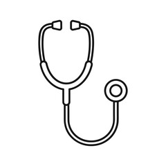 Line art icon of a medical stethoscope for health examination