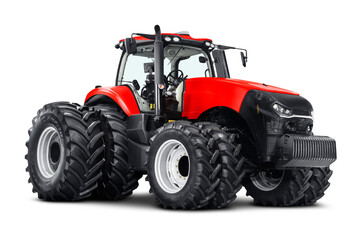 Trator pesado agricola vermelho