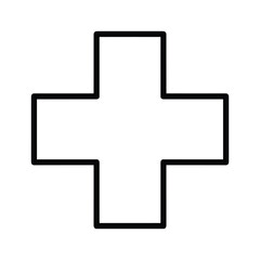 Simple plus sign icon representing addition, positive, and medical care