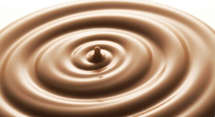 Smooth, swirling chocolate liquid with a droplet suspended at the center