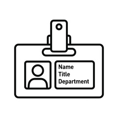 Id card icon with clip showing name title department isolated on