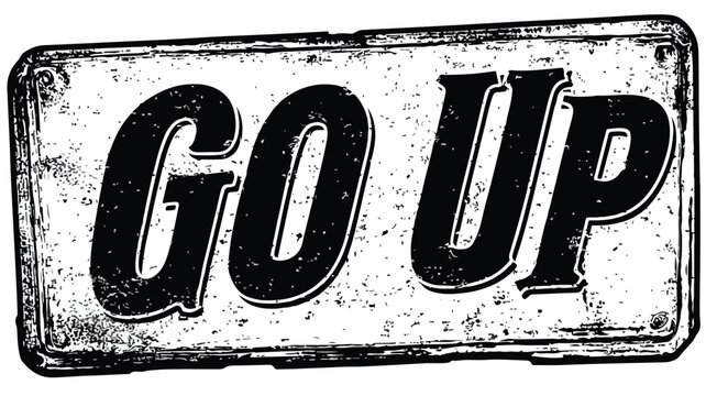 Black and White Go-Up Sign with Outlined Vector Design for Professional Use