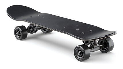 Black skateboard isolated on white background