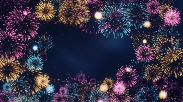 Fireworks display against dark sky