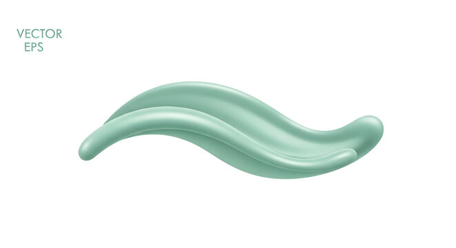 Graceful wavy pastel green liquid smudge with a soft sheen, isolated on a white background, perfect for clean beauty product branding and abstract graphic design elements