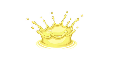Vibrant yellow liquid splash forming an elegant crown, a dynamic illustration capturing the essence of freshness and flavor, perfect for diverse food and beverage designs and promotional materials