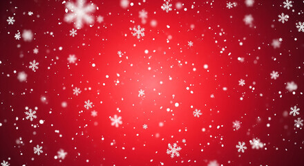 Snowflakes falling on a red background