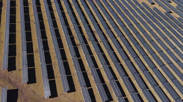 Aerial Drone Flight Over Solar Farm in Tibet Plateau