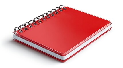 Red spiral notebook isolated on the white background 