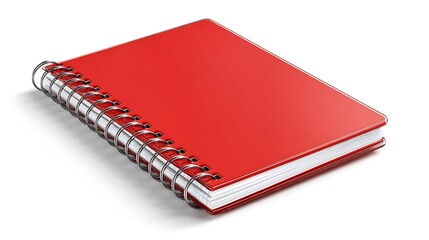 Red spiral notebook isolated on the white background 