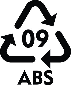 Recycling symbol for ABS plastic vector illustration of resin identification code 09 isolated on white background