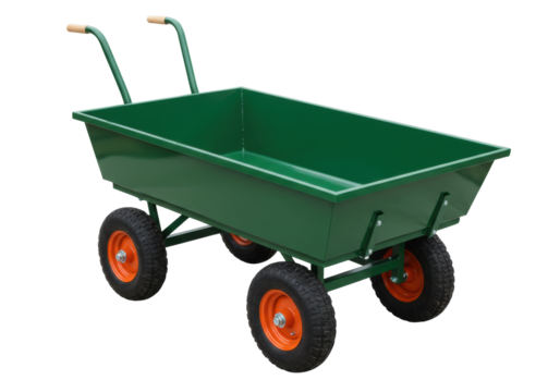 Isolated Green Wheelbarrow, Garden Cart for Yard Waste, Gardening, Farmwork, and Construction