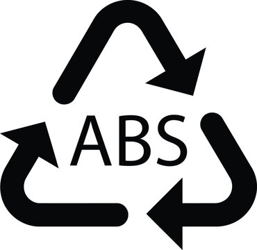 ABS recycling symbol a simple black vector icon for packaging and waste management isolated on white background