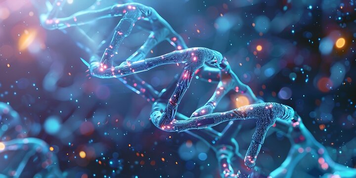 Glows with vibrant energy, a luminous DNA helix symbolizes life's intricate blueprint and scientific discovery.