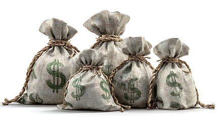 Rendering bag of money isolated on the white background 