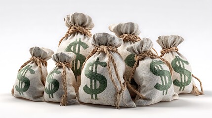 Rendering bag of money isolated on the white background 