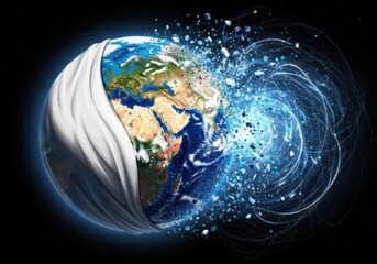 Humanity embracing earth and future cosmic wonders symbolizing hope and progress