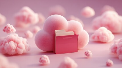 Cloud storage data pink file folder organization document management backup security technology computing network server database system information access