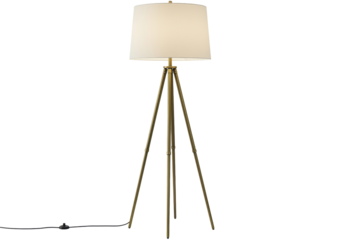 Isolated tripod floor lamp, vintage style, elegant lighting fixture, indoor decorative element