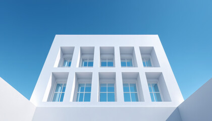 Minimalistyczna biała architektura – śródziemnomorski styl w blasku słońca