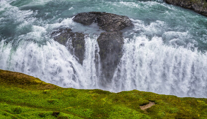 View on the Gullfoss waterfall in southwestern part of the Iceland