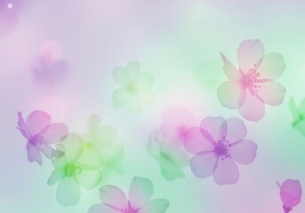 Fototapeta premium Dreamy soft focus floral background with translucent pastel blossoms