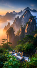 sunset in the mountains