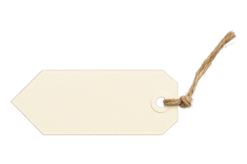 Blank beige paper price tag with jute string, gift tag, blank label