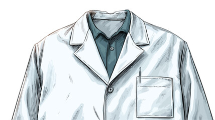 Professional White Lab Coat with Pocket - Vector Illustration